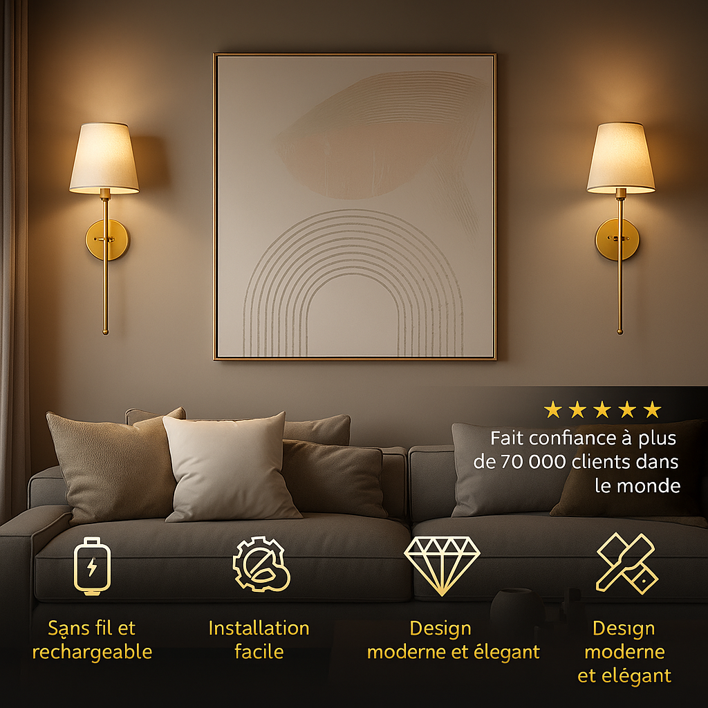 Applique murale sans fil-lot de 2